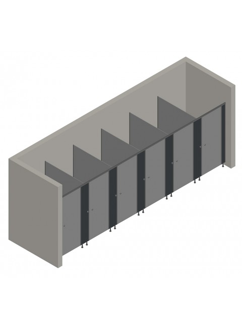 6'lı Cubicle WC Kabin (İki Tarafı Duvar)