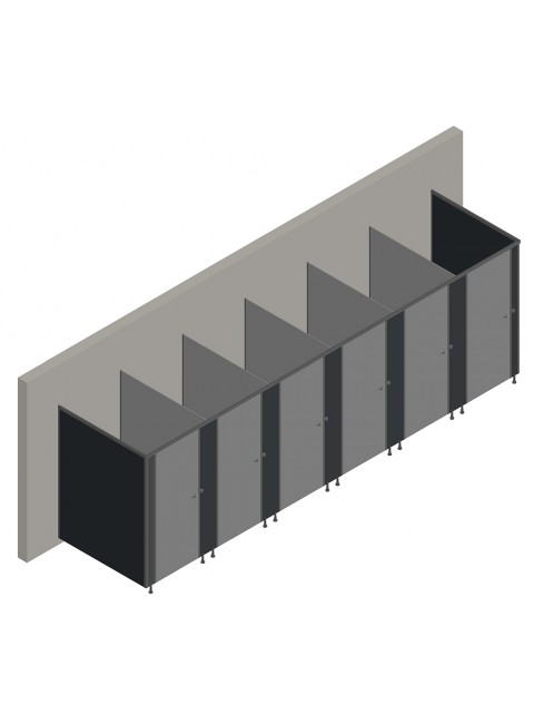 6'lı Cubicle WC Kabin (İki Tarafı Panel)