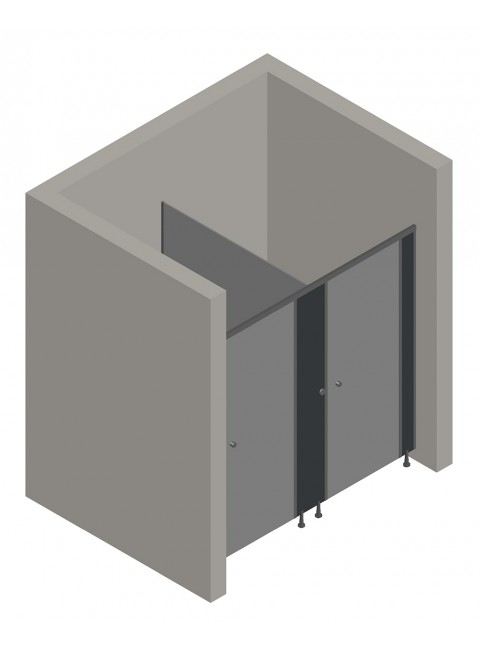 2'li Cubicle WC Kabin (İki Tarafı Duvar)