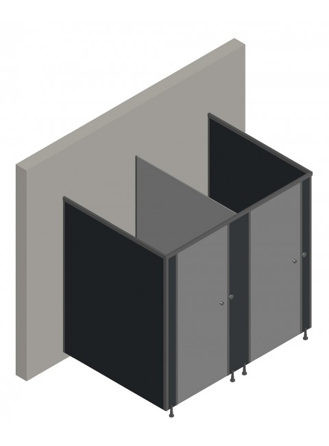 2'li Cubicle WC Kabin (İki Tarafı Panel)