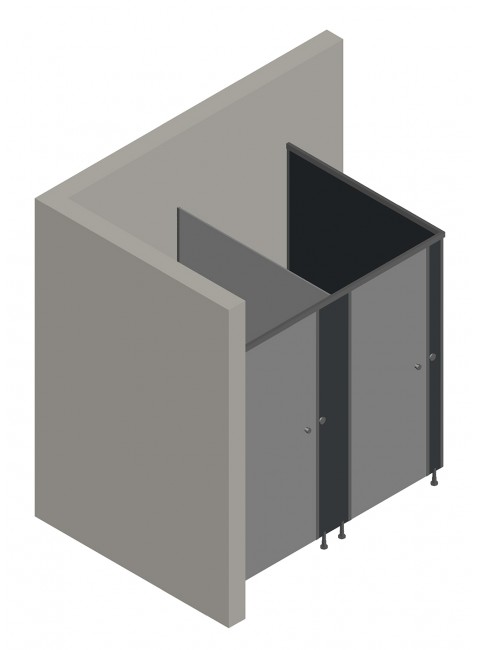 2'li Cubicle WC Kabin (Sol Tarafı Duvar)
