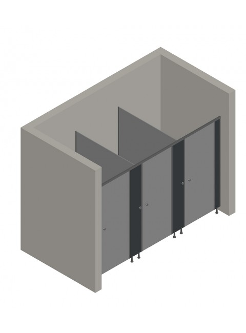 3'lü Cubicle WC Kabin (İki Bölmeli)