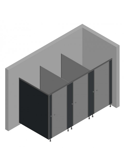 3'lü Cubicle WC Kabin (Sağ Tarafı Duvar)