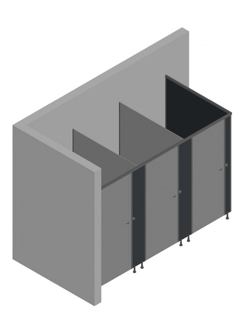 3'lü Cubicle WC Kabin (Sol Tarafı Duvar)