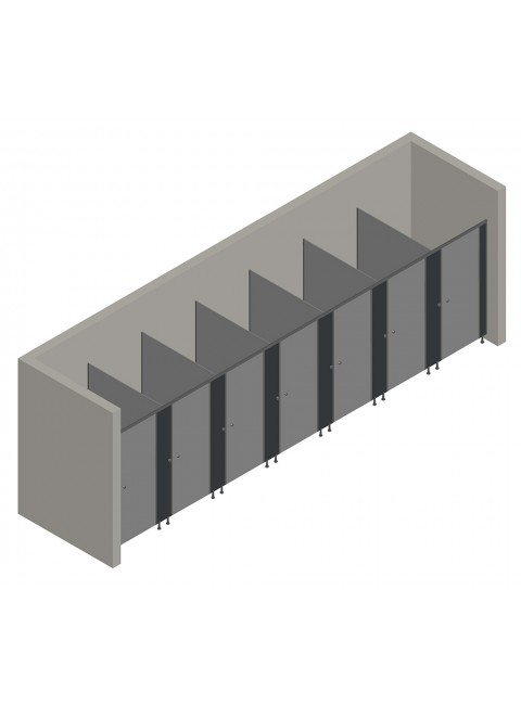 7'li Cubicle WC Kabin (İki Tarafı Duvar)