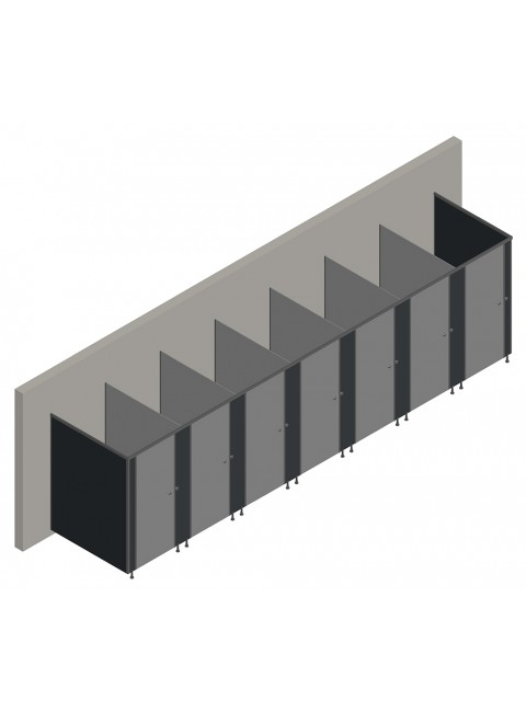 7'li Cubicle WC Kabin (İki Tarafı Panel)
